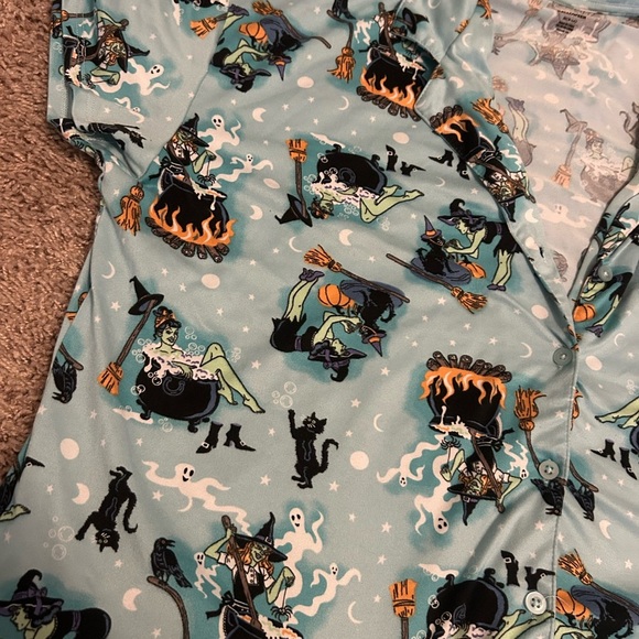 Halloween Witch 🪄 Pinup Goth Spooky Women’s Soft Short Sleeve Shorts PJ Set - Picture 2 of 9